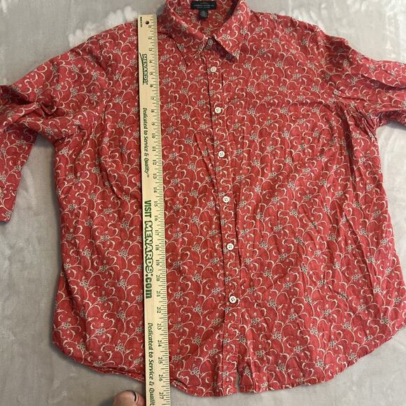 Ralph Lauren Top Womens 1X Rustic Red Floral Button Down Cottagecore Garden - Picture 7 of 9